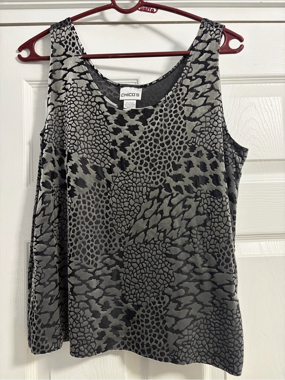 Chico's Gray and Black Animal-Print Sleeveless Tank